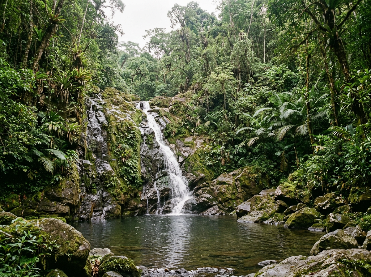 A jungle waterfall in Costa Rica's Costa Ballena